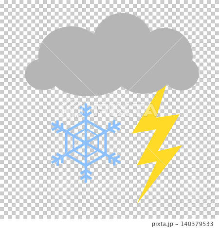 閃電、雲朵和雪花的插圖 閃電、雲朵和雪花的插圖 140379533