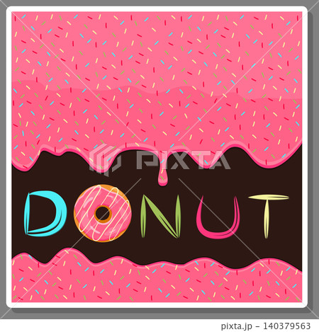 syrup pouring food from pink donut 140379563