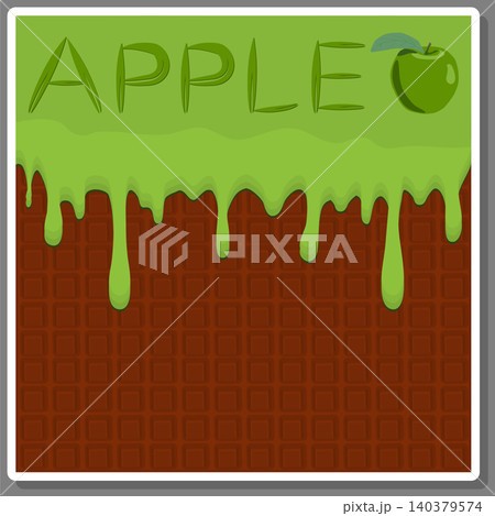 Illustration on theme falling runny apples drip at sugary waffle cookie Illustration on theme falling runny apples drip at sugary waffle cookie 140379574