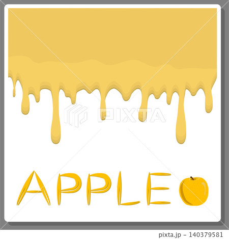 Illustration on theme falling runny apples drip at sugary cow milk 140379581