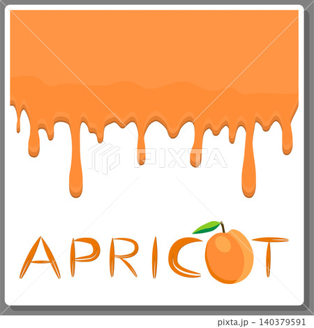 Illustration on theme falling runny apricot drip at sugary cow milk 140379591