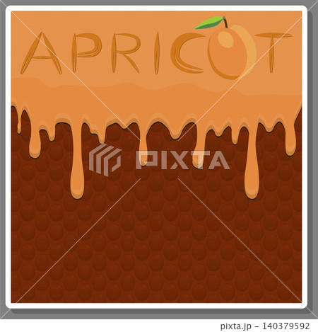 Illustration on theme falling runny apricot drip at sugary waffle cookie Illustration on theme falling runny apricot drip at sugary waffle cookie 140379592
