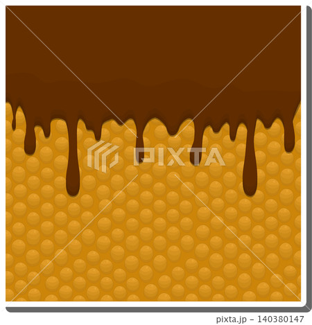 Sweet liquid jam chocolate dripping down waffle cookie Sweet liquid jam chocolate dripping down waffle cookie 140380147