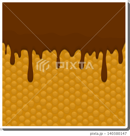 Sweet liquid jam chocolate dripping down waffle cookie Sweet liquid jam chocolate dripping down waffle cookie 140380147