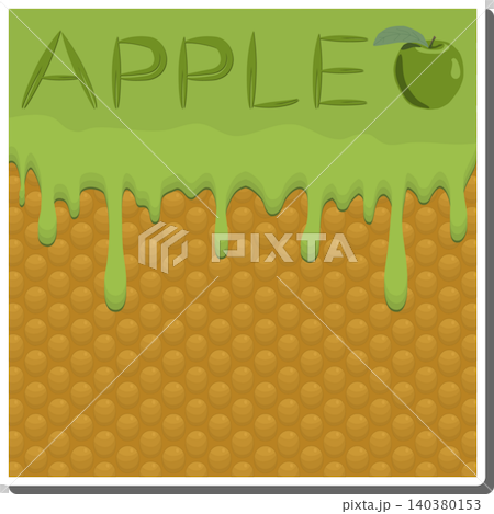 Sweet liquid jam apple dripping down waffle cookie Sweet liquid jam apple dripping down waffle cookie 140380153