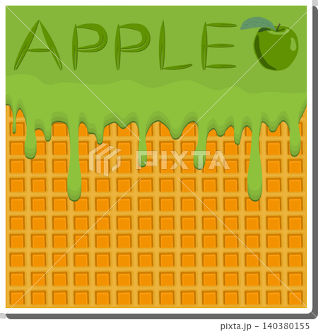 Sweet liquid jam apple dripping down waffle cookie Sweet liquid jam apple dripping down waffle cookie 140380155