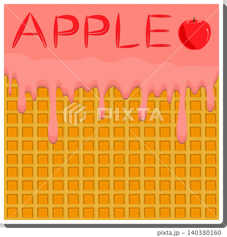 Sweet liquid jam apple dripping down waffle cookie Sweet liquid jam apple dripping down waffle cookie 140380160