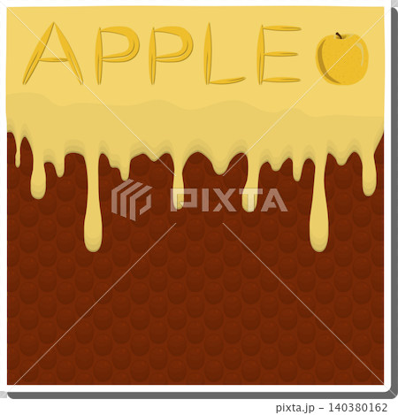 Sweet liquid jam apple dripping down waffle cookie Sweet liquid jam apple dripping down waffle cookie 140380162