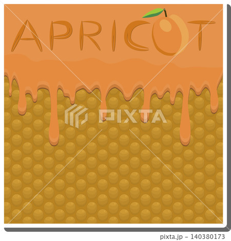Sweet liquid jam apricot dripping down waffle cookie Sweet liquid jam apricot dripping down waffle cookie 140380173