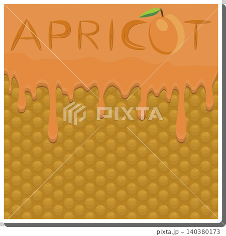 Sweet liquid jam apricot dripping down waffle cookie Sweet liquid jam apricot dripping down waffle cookie 140380173