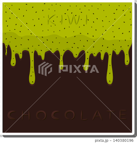 Sweet liquid jam kiwi dripping down chocolate Sweet liquid jam kiwi dripping down chocolate 140380196