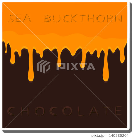 Sweet liquid jam sea buckthorn dripping down chocolate Sweet liquid jam sea buckthorn dripping down chocolate 140380204