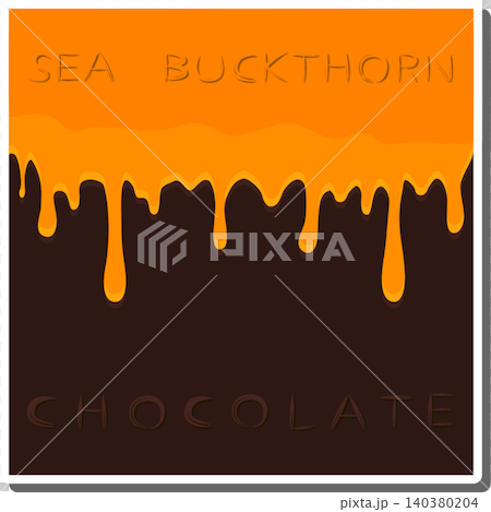 Sweet liquid jam sea buckthorn dripping down chocolate Sweet liquid jam sea buckthorn dripping down chocolate 140380204