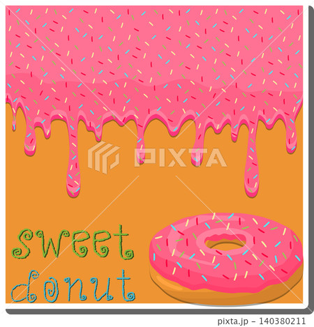 Sweet liquid jam pink dripping down waffle donut Sweet liquid jam pink dripping down waffle donut 140380211