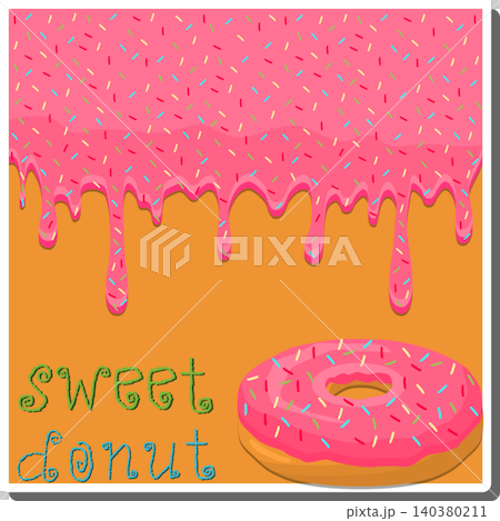 Sweet liquid jam pink dripping down waffle donut Sweet liquid jam pink dripping down waffle donut 140380211
