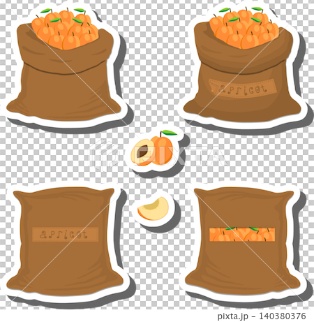 Big food set from tasty apricot in large textured sacks Big food set from tasty apricot in large textured sacks 140380376