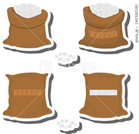 Big food set from tasty sugar in large textured sacks Big food set from tasty sugar in large textured sacks 140380380