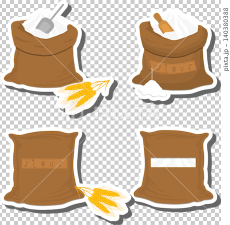 Food set from tasty wheat flour in large textured sacks Food set from tasty wheat flour in large textured sacks 140380388