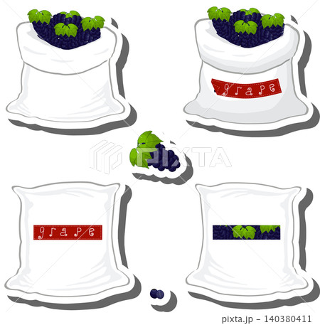 Big food set from tasty grape in large textured sacks 140380411