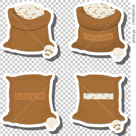Mushroom set from tasty champignon in large textured sacks 140380418