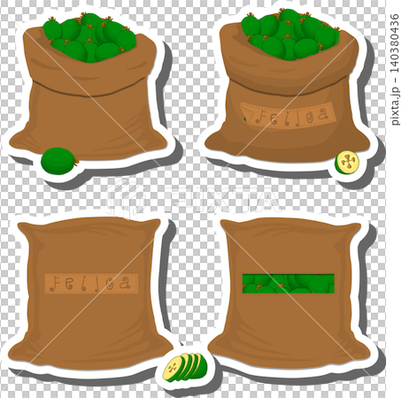 Big fruit set from tasty feijoa in large textured sacks Big fruit set from tasty feijoa in large textured sacks 140380436