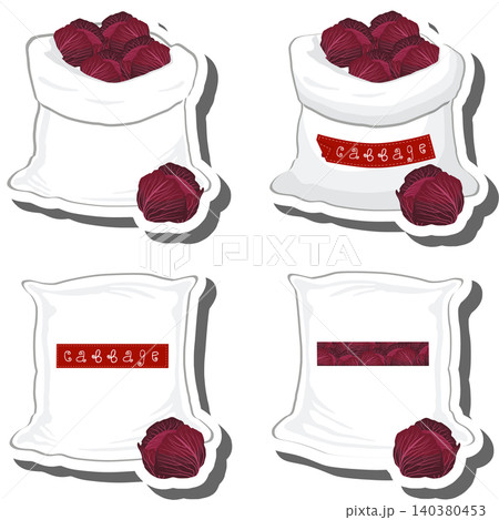 Big vegetable set from tasty cabbage in large textured sacks 140380453