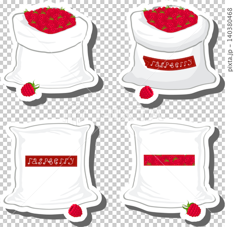 Big berry set from tasty raspberry in large textured sacks Big berry set from tasty raspberry in large textured sacks 140380468