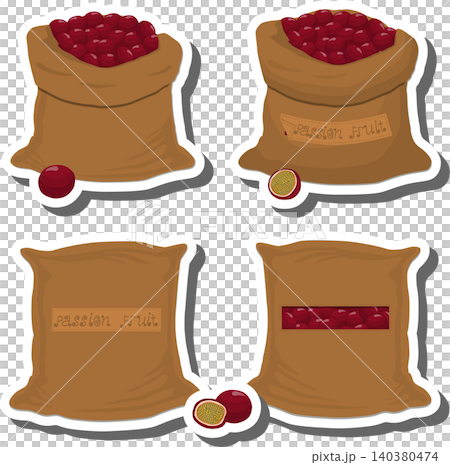Big fruit set from tasty passion in large textured sacks Big fruit set from tasty passion in large textured sacks 140380474
