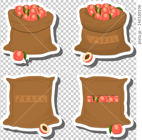 Big fruit set from tasty peach in large textured sacks 140380506
