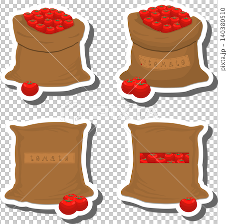 Big vegetable set from tasty tomato in large textured sacks Big vegetable set from tasty tomato in large textured sacks 140380510