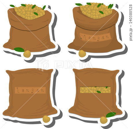 Big fruit set from tasty longan in large textured sacks Big fruit set from tasty longan in large textured sacks 140380528