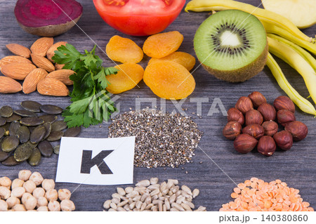 Various ingredients as source natural minerals, potassium, vitamin K and fiber. Healthy eating 140380860