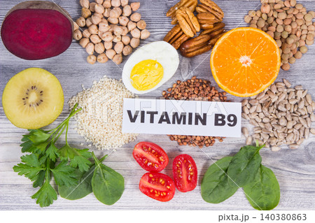 Food containing natural folic acid, dietary fiber and vitamins or minerals. Healthy eating Food containing natural folic acid, dietary fiber and vitamins or minerals. Healthy eating 140380863
