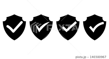 Shield Check Mark Icon Collection 140380967