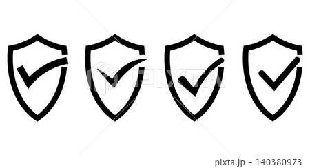 Shield Check Mark Icon Collection Shield Check Mark Icon Collection 140380973