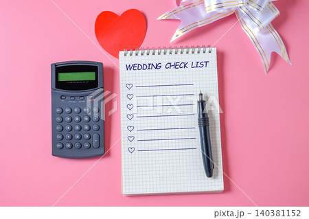 A composition with Wedding Checklist and planner. A composition with Wedding Checklist and planner. 140381152