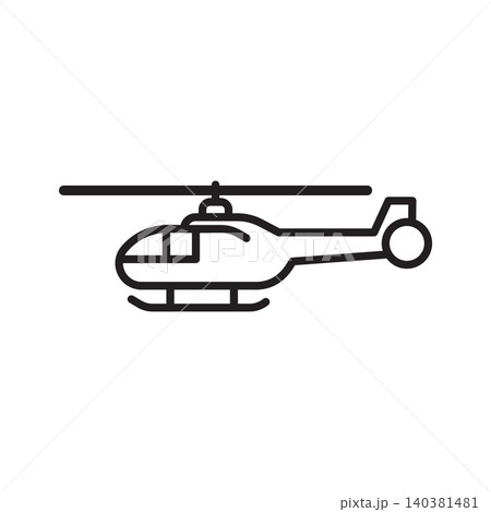 Simple helicopter icon side view aircraft transportation line art vector illustration 140381481