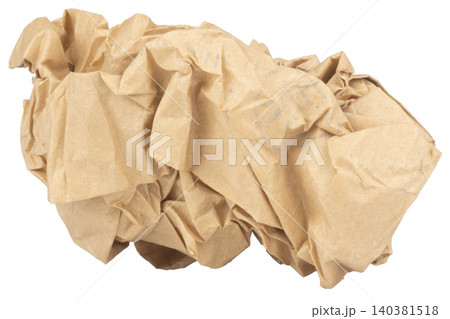 The paper food bag is crumpled and creased ball 140381518