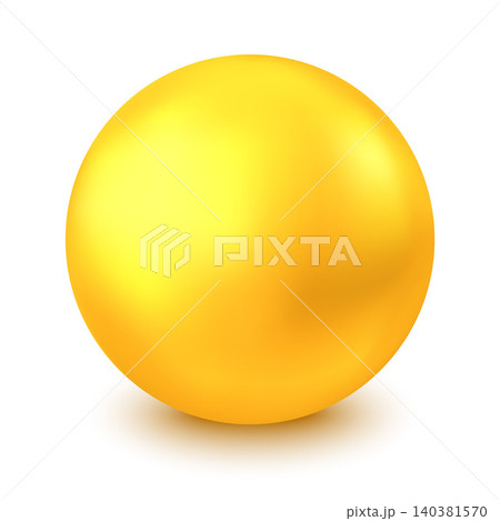 Golden glossy 3d ball or  orange  reflective pearl. 140381570