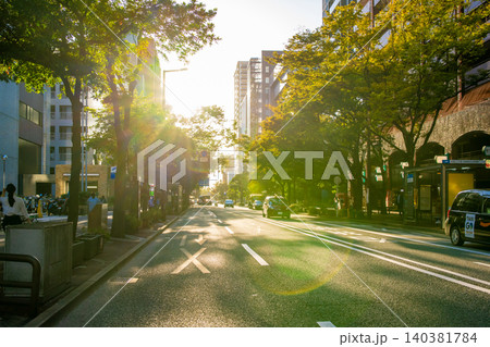 中央区役所前の信号から明治通りの道を見て西側の景色 道路 赤坂方面 レンズフレア 中央区役所前の信号から明治通りの道を見て西側の景色 道路 赤坂方面 レンズフレア 140381784