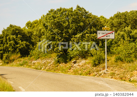 Saint-Saturnin-les-Apt village sign in Vaucluse France Saint-Saturnin-les-Apt village sign in Vaucluse France 140382044