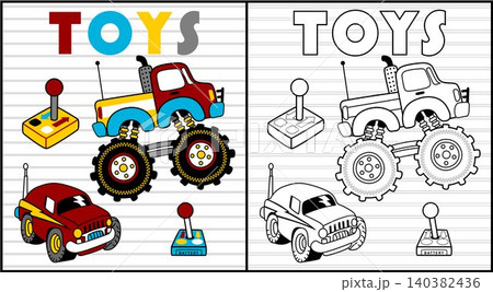 Coloring book of children toys, remote control cars 140382436