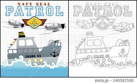 Coloring book of military vehicles, aircraft with gunboat Coloring book of military vehicles, aircraft with gunboat 140382500