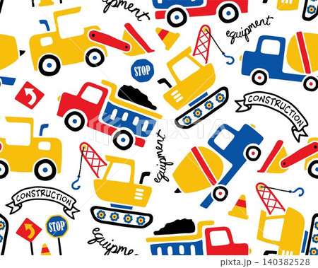 Seamless pattern of construction vehicles cartoon Seamless pattern of construction vehicles cartoon 140382528