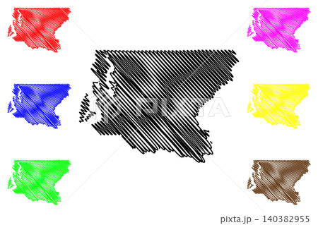 King County, State of Washington (U.S. county, United States of America, USA, U.S., US) map vector illustration, scribble sketch King map 140382955