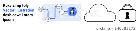 Data security, cloud storage, user authentication, cybersecurity, digital privacy, online access. cloud, padlock connected elements. Data security and cloud storage visual Data security, cloud storage, user authentication, cybersecurity, digital privacy, online access. cloud, padlock connected elements. Data security and cloud storage visual 140383172