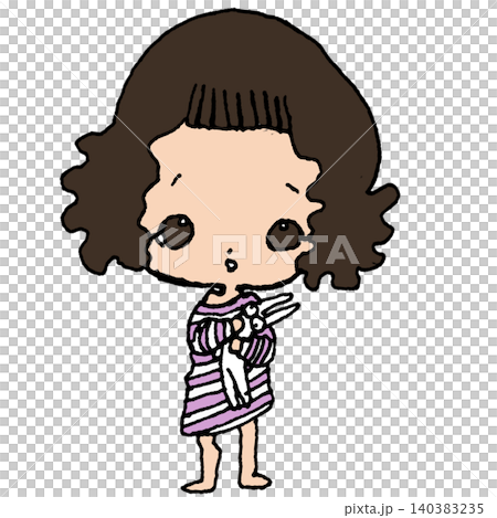 Holding a baby doll Holding a baby doll 140383235