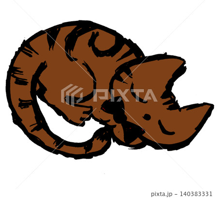 シンプルなキジトラ猫イラスト シンプルなキジトラ猫イラスト 140383331