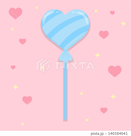 Pastel Blue Heart Shaped Lollipop Candy on Pink Background Cute Valentine Vector Illustration Pastel Blue Heart Shaped Lollipop Candy on Pink Background Cute Valentine Vector Illustration 140384041