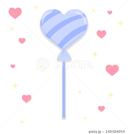 Pastel Periwinkle Heart Shaped Lollipop Candy Cute Sweet Confectionery Vector Illustration 140384054